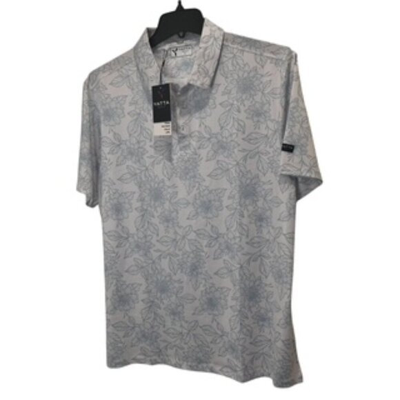 NEW YATTA Golf Blue Floral Polo Shirt Short Sleeve Mens‎ Size Large NWT - Picture 2 of 13